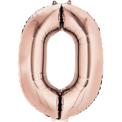 34 inch NUMBER 0 ROSE GOLD SUPERSHAPE BALLOON