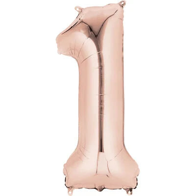 34 inch NUMBER 1 ROSE GOLD SUPERSHAPE BALLOON
