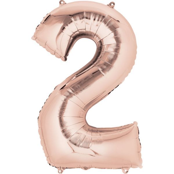 34 inch NUMBER 2 ROSE GOLD SUPERSHAPE BALLOON