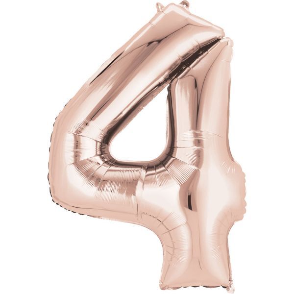34 inch NUMBER 4 ROSE GOLD SUPERSHAPE BALLOON
