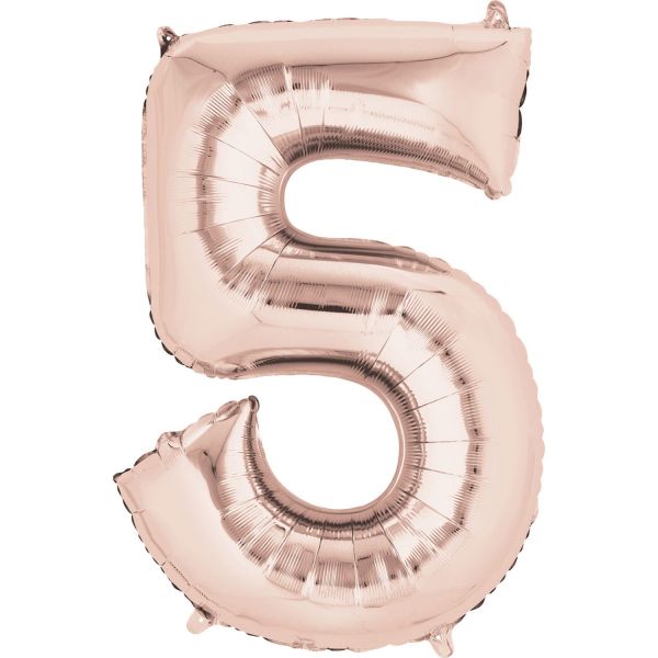 34 inch NUMBER 5 ROSE GOLD SUPERSHAPE BALLOON