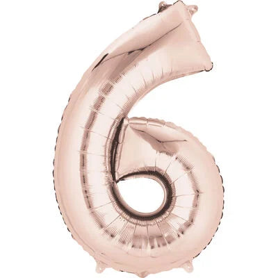 34 inch NUMBER 6 ROSE GOLD SUPERSHAPE BALLOON