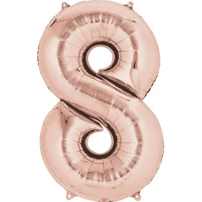 34 inch NUMBER 8 ROSE GOLD SUPERSHAPE BALLOON