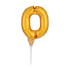 Number 0 Gold Cake Pick Micro Foil Balloon