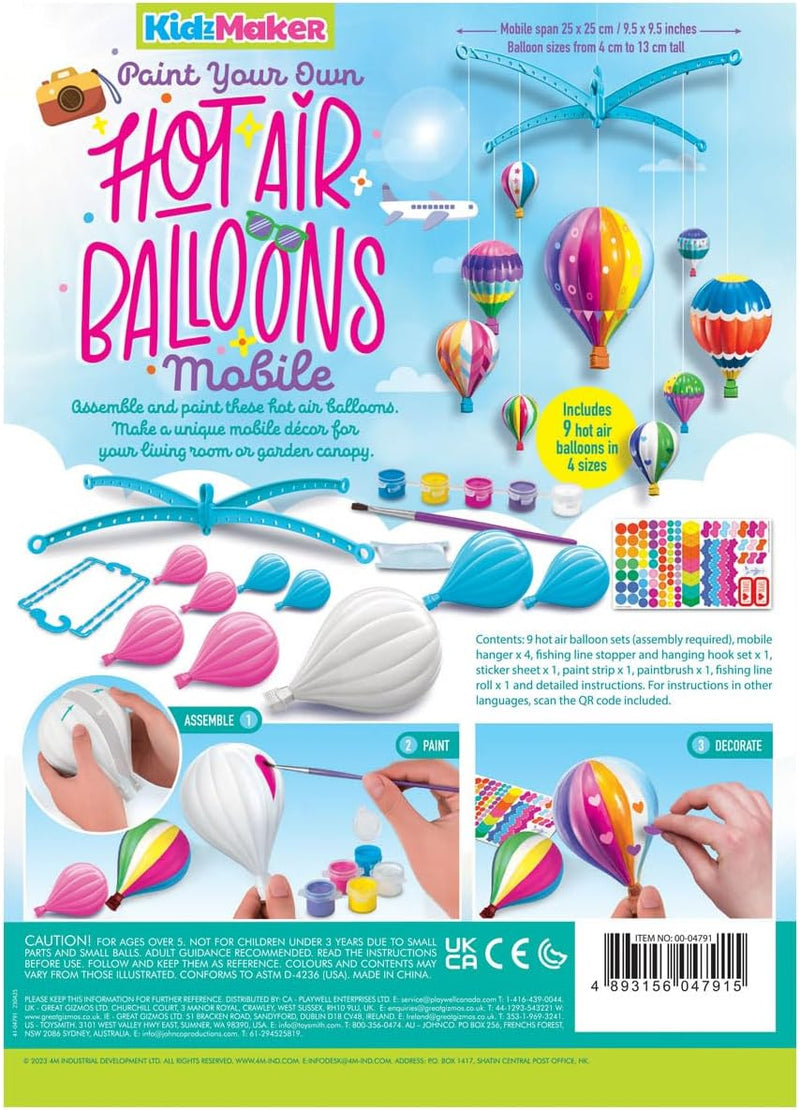 4M Kidzmaker - Paint Your Own Hot Air Balloon Mobile