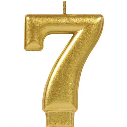 NUMERAL # 7 METALLIC GOLD MOULDED CANDLE