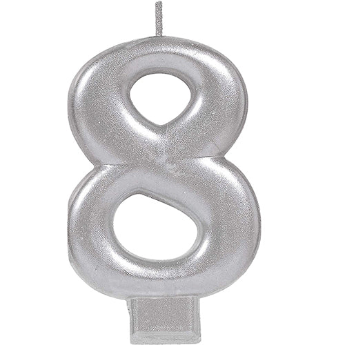 #8 SILVER NUMERAL METALLIC CANDLE