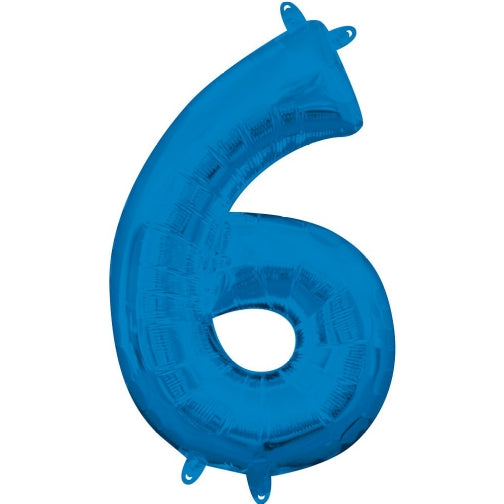 Number 6 Blue Mini Foil Balloon - 16 Inch
