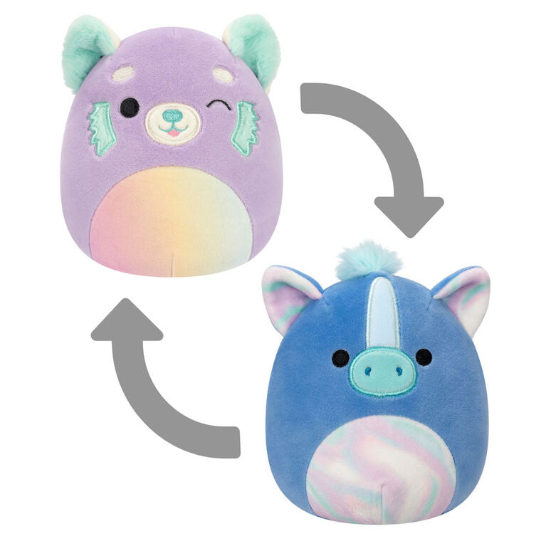 Squishmallows 5" Flip-A-Mallows - Lexis/Romano - Purple Red Panda/Blue Hippocampus