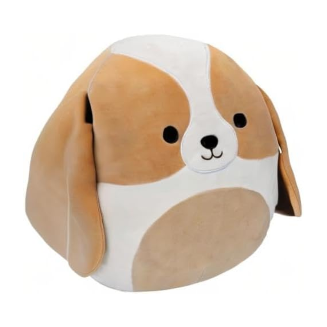Medium Plush Squishmallows 12” -(Adela - Brown And White Basset Hound W/Hearts)