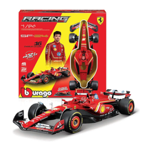 Bburago F1 - 1:24 Diecast - Ferrari Sf- 24 Formula Model Kit (W Helmet & Stand)