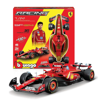 Bburago F1 - 1:24 Diecast - Ferrari Sf- 24 Formula Model Kit (W Helmet & Stand)