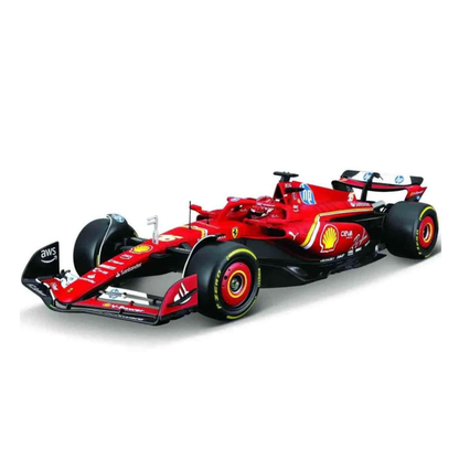 Bburago F1 - 1:24 Diecast - Ferrari Sf- 24 Formula Model Kit (W Helmet & Stand)
