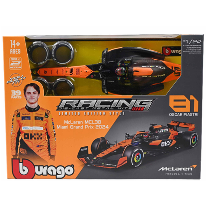 Bburago F1 - 1:24 Diecast - Mclaren Mcl38 Formula Model Kit (With Helmet, W/O Plastic Stand)
