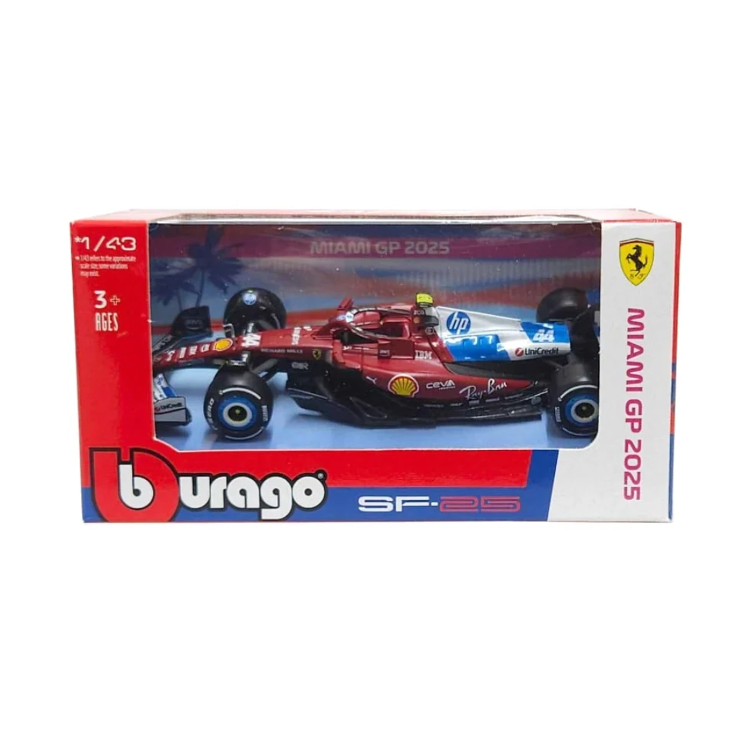 Bburago F1 - 1:43 Diecast - Ferrari Sf25 Miami Gp - Formula (W/O Helmet & Plastic Stand) - Charles Leclerc