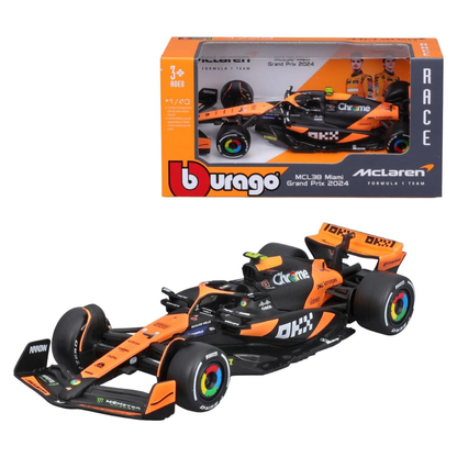 Bburago F1 - 1:43 Diecast - Mclaren Mcl38 Miami Gp 2024 Formula (W/O Helmet & Plastic Stand)