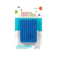Blue Large Spiral Glitter Candle - 24 Pcs