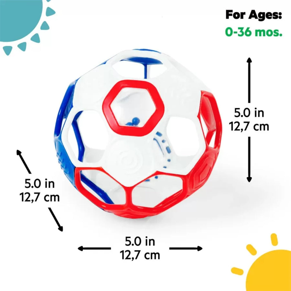 Bright Starts Grippin , Goals Rattle Ball  Red, White & Blue - 1