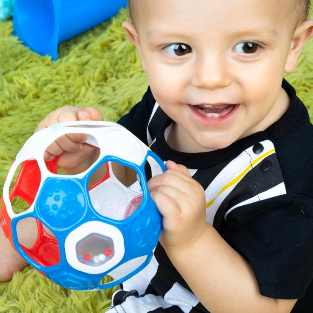 Bright Starts Grippin , Goals Rattle Ball  Red, White & Blue - 2