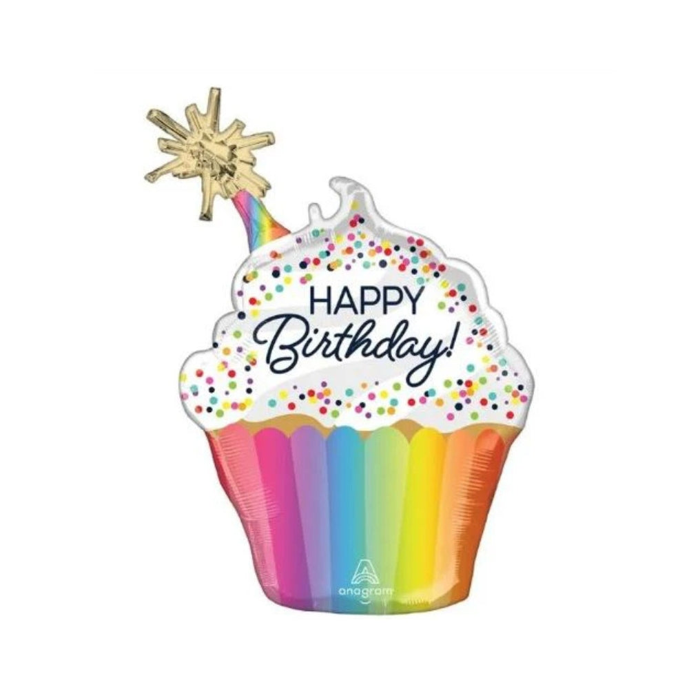 Confetti Sprinkle Cupcake Birthday Supershape Balloon - 31 Inch