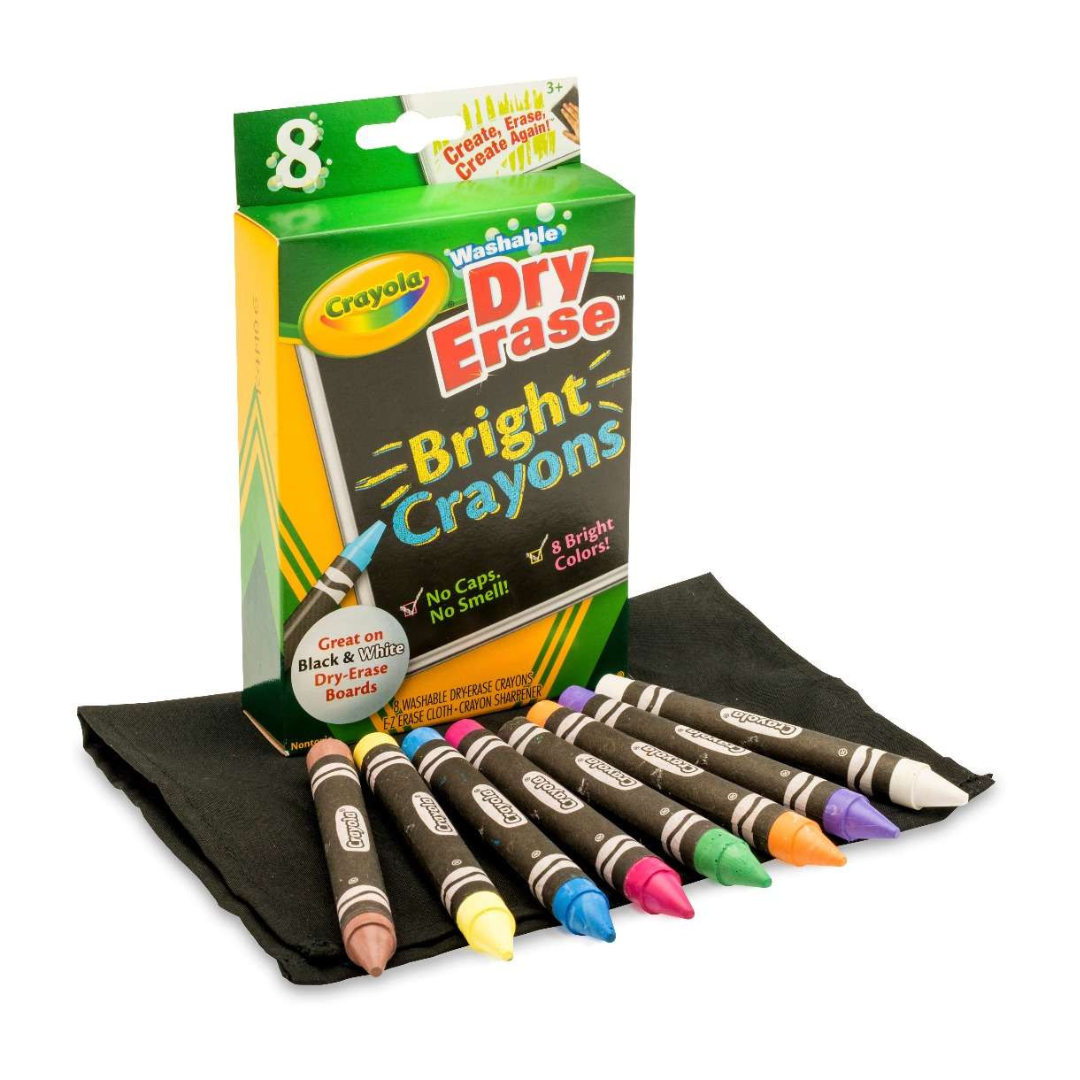 Crayola 8 Ct. Dry-Erase Crayons, Brights, Large Size