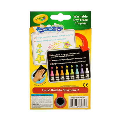 Crayola 8 Ct. Dry-Erase Crayons, Brights, Large Size