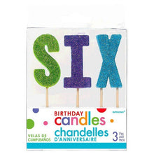Glitter Rainbow 6th Birthday Candle Pick