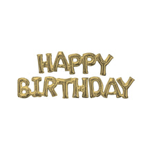 Happy Birthday Block Phrase White Gold Balloon