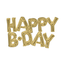Happy Birthday Block Phrase White Gold Foil Balloon