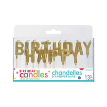 Happy Birthday Gold Pick Candles - 3 Inch