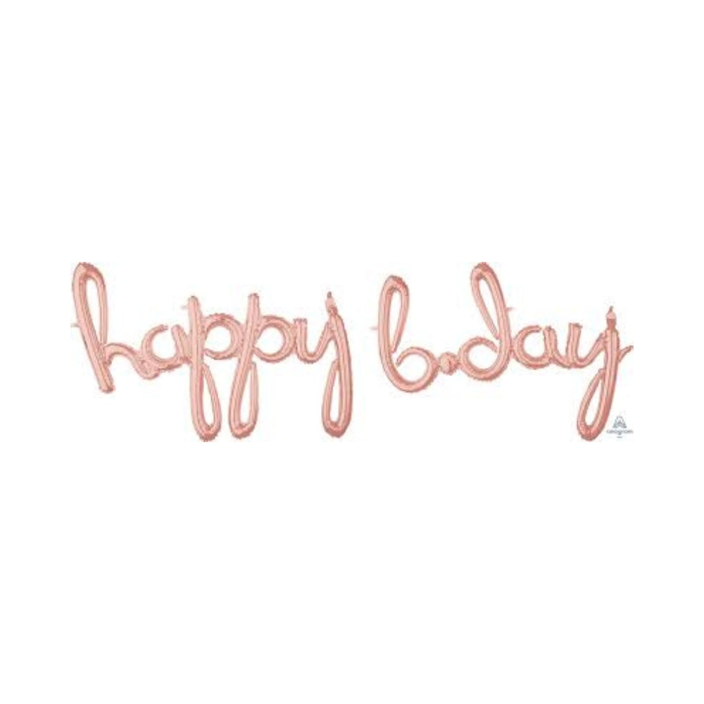 Happy Birthday Rose Gold Phrase Balloon