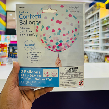 بالون كونفيتي على شكل قلب من رقائق معدنية باللون الوردي والفيروزي والأزرق المخضر - 24 بوصة - قطعتان