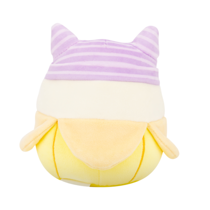 Little Plush Squishmallows 5” -Junie - Yellow Banana W/Purple Striped Cat Beanie