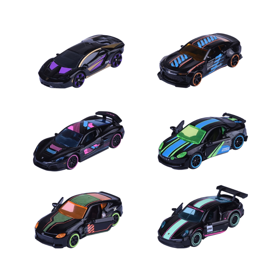 Majorette Deluxe Single Die Cast - Neon Racer - 6 Asstd