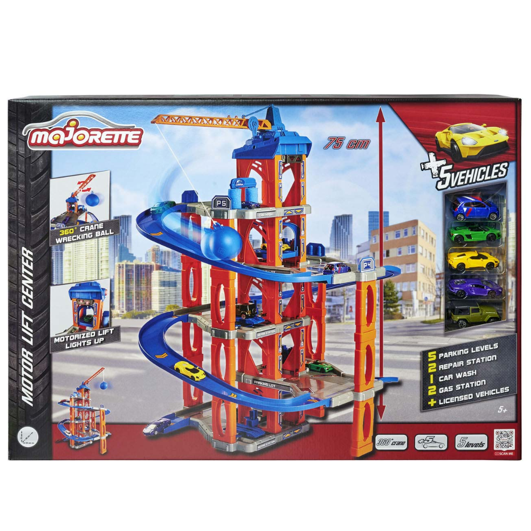 Majorette Motor Lift Playset + 5 Cars 1