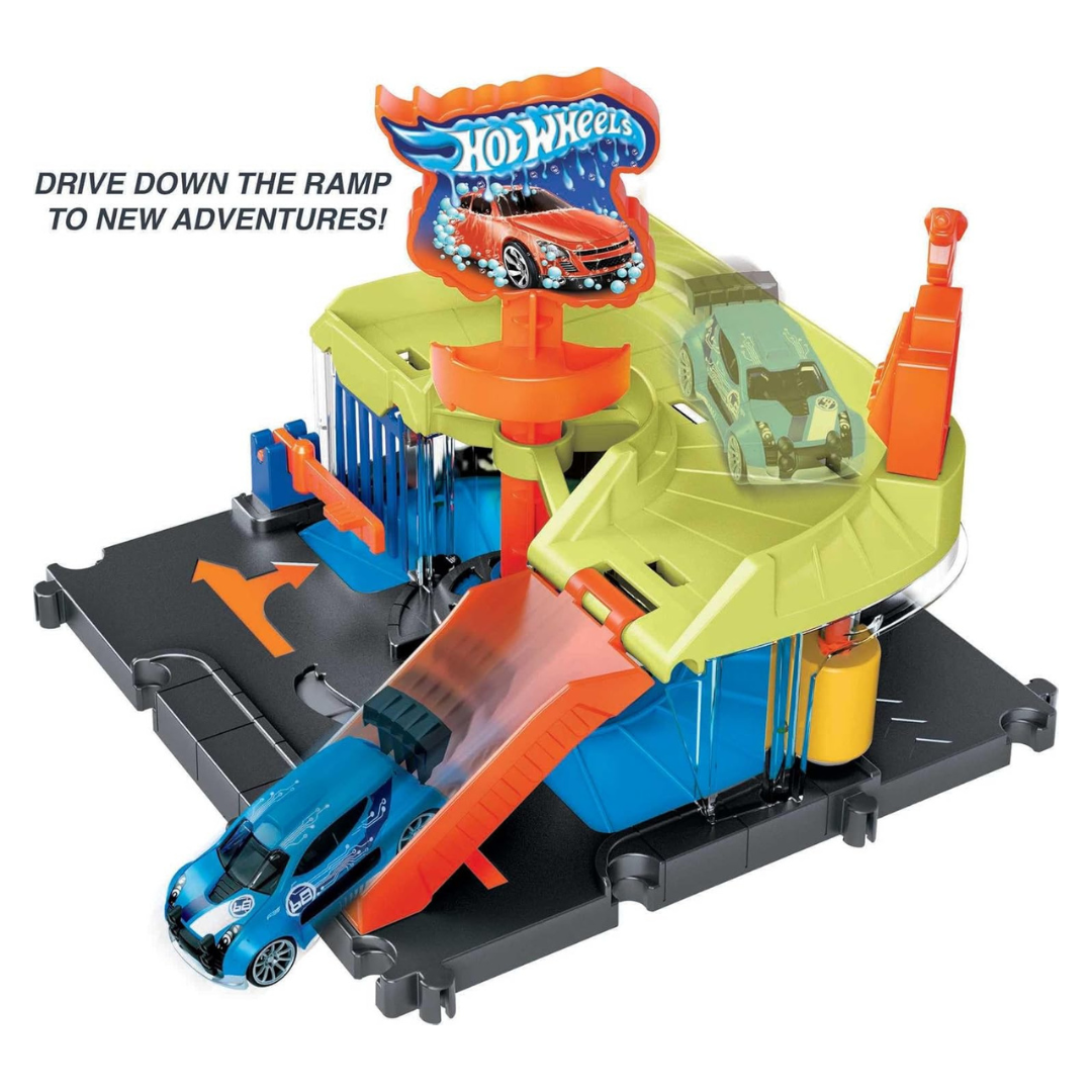 Mattel Hotwheels City Downtown Car Wash Speed Clean 3