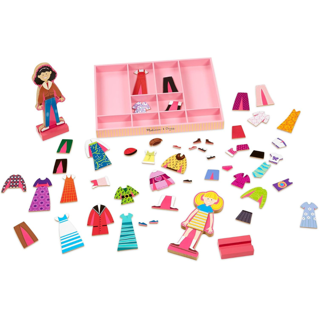 Melissa & Doug Abby & Emma Wooden Magnetic Dress-Up Set