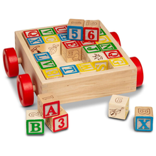 Melissa & Doug Classic ABC Wooden Block Cart With 30 Alphabet Blocks