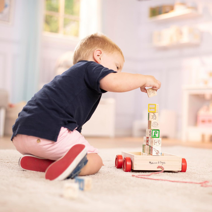 Melissa & Doug Classic ABC Wooden Block Cart With 30 Alphabet Blocks