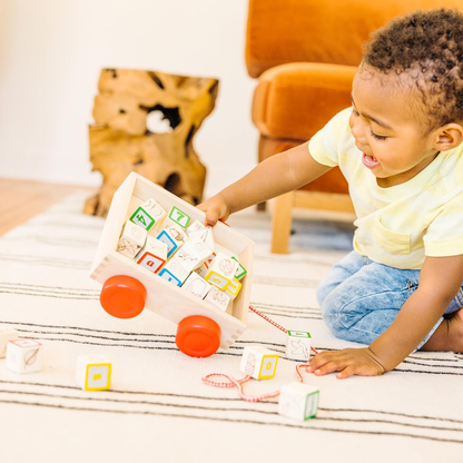 Melissa & Doug Classic ABC Wooden Block Cart With 30 Alphabet Blocks