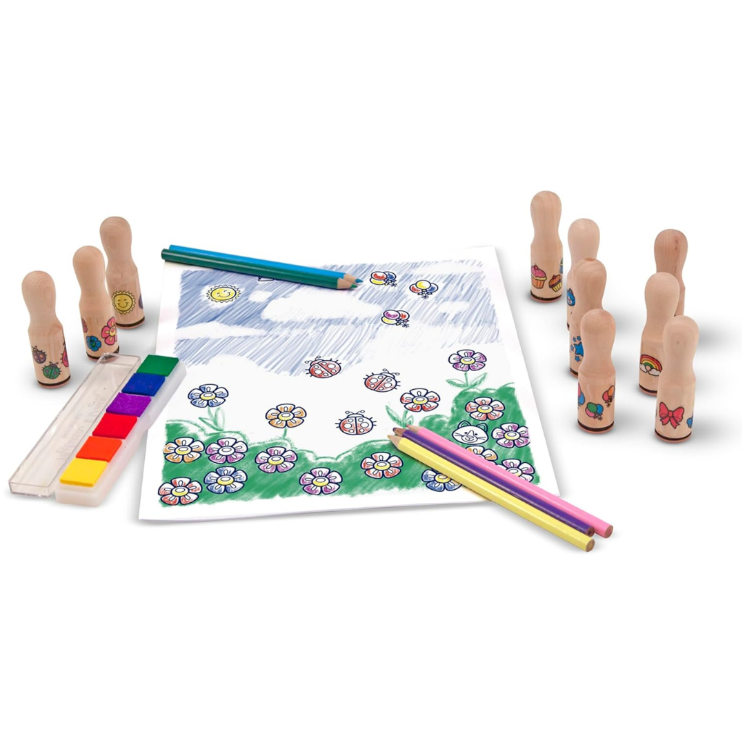 Melissa & Doug Deluxe Happy Handle Wooden Stamp Set