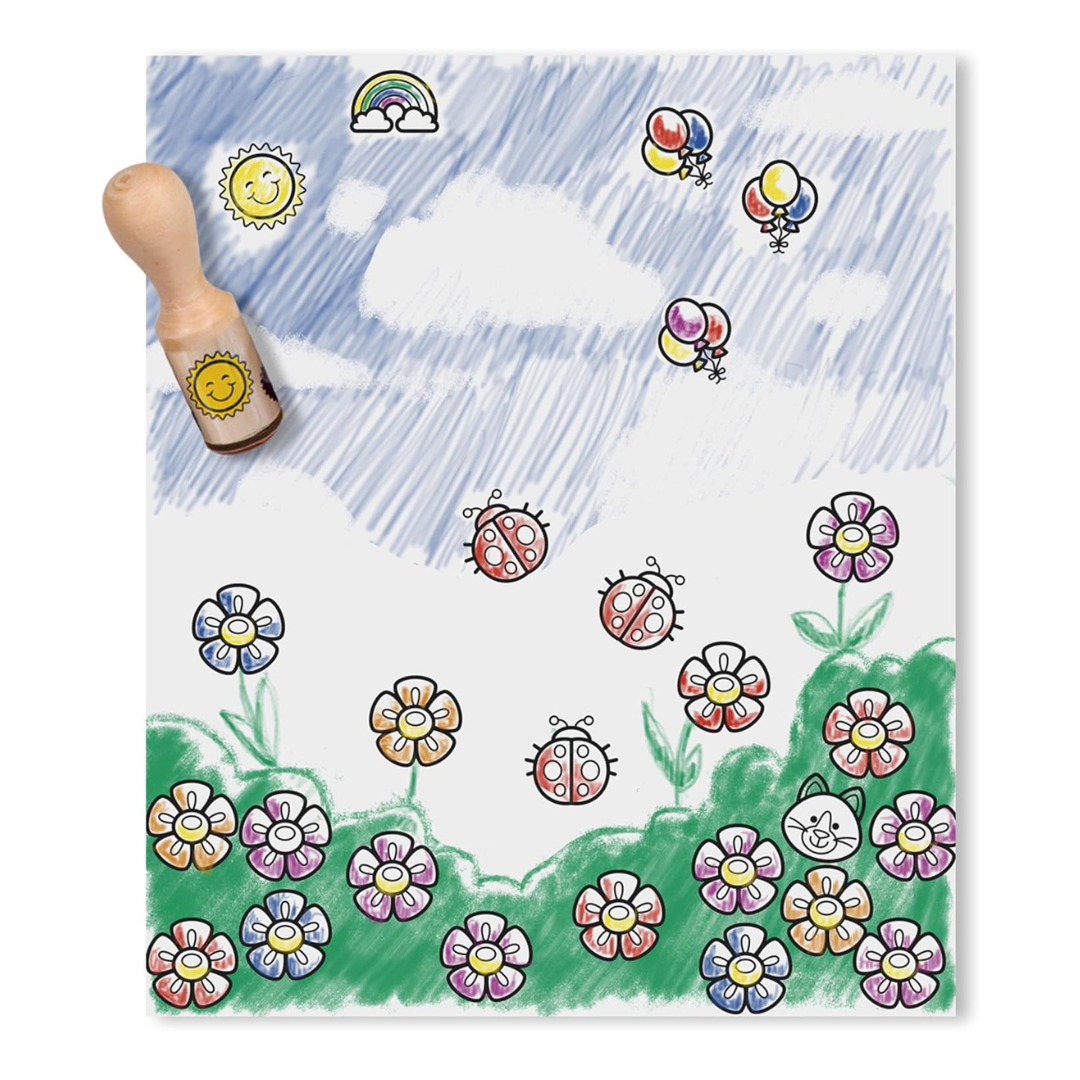 Melissa & Doug Deluxe Happy Handle Wooden Stamp Set