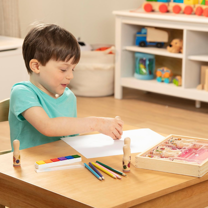 Melissa & Doug Deluxe Happy Handle Wooden Stamp Set