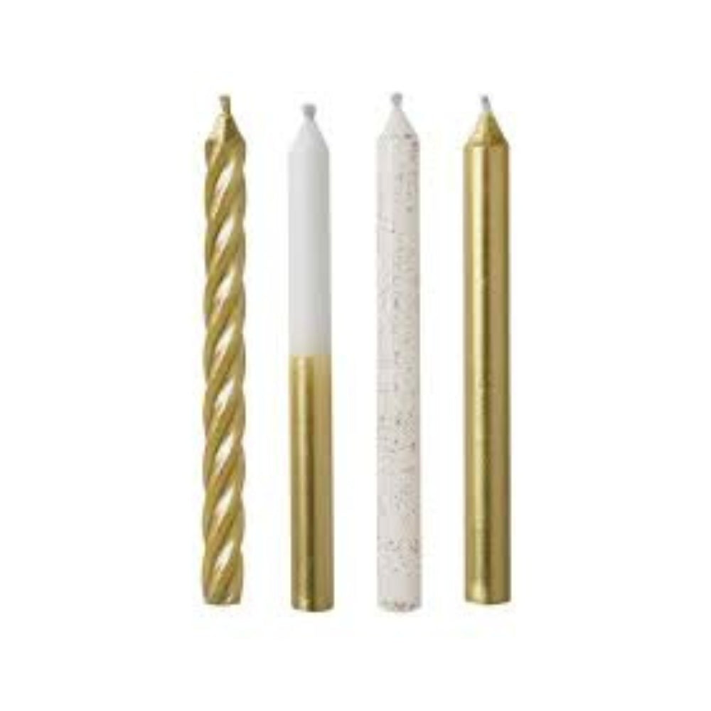Metallic & Glitter Mix Candles 3 Inch - Gold 12 Pcs - 2