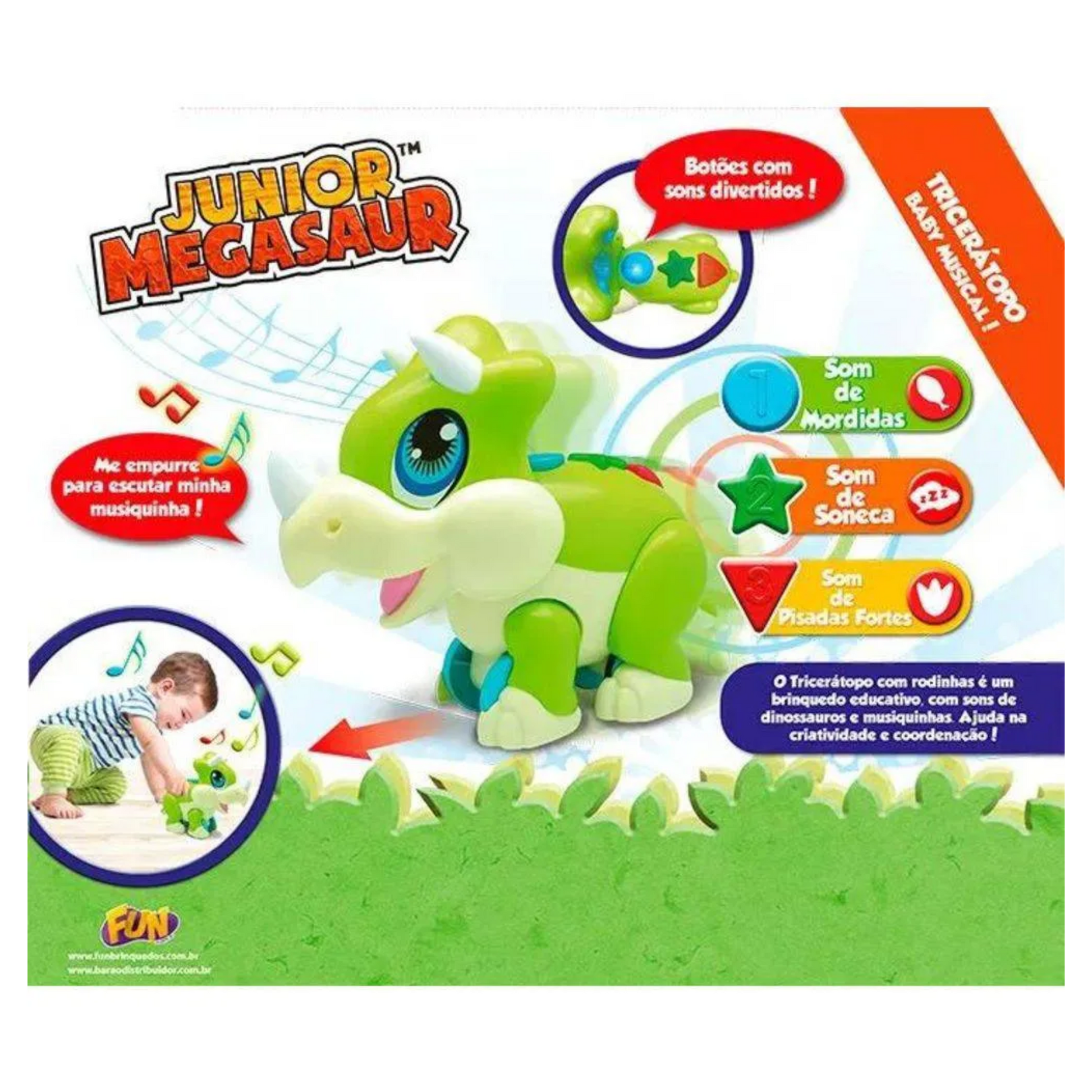 Mighty Megasaur Juniour Megasaur Push & Play Triceratops 3