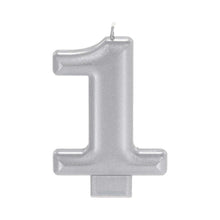 Number 1 Silver Numeral Metallic Candle
