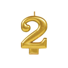 Number 2 Metallic Gold Moulded Candle