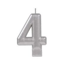 Number 4 Silver Numeral Metallic Candle