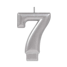 Number 7 Silver Numeral Metallic Candle