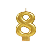 Number 8 Metallic Gold Moulded Candle